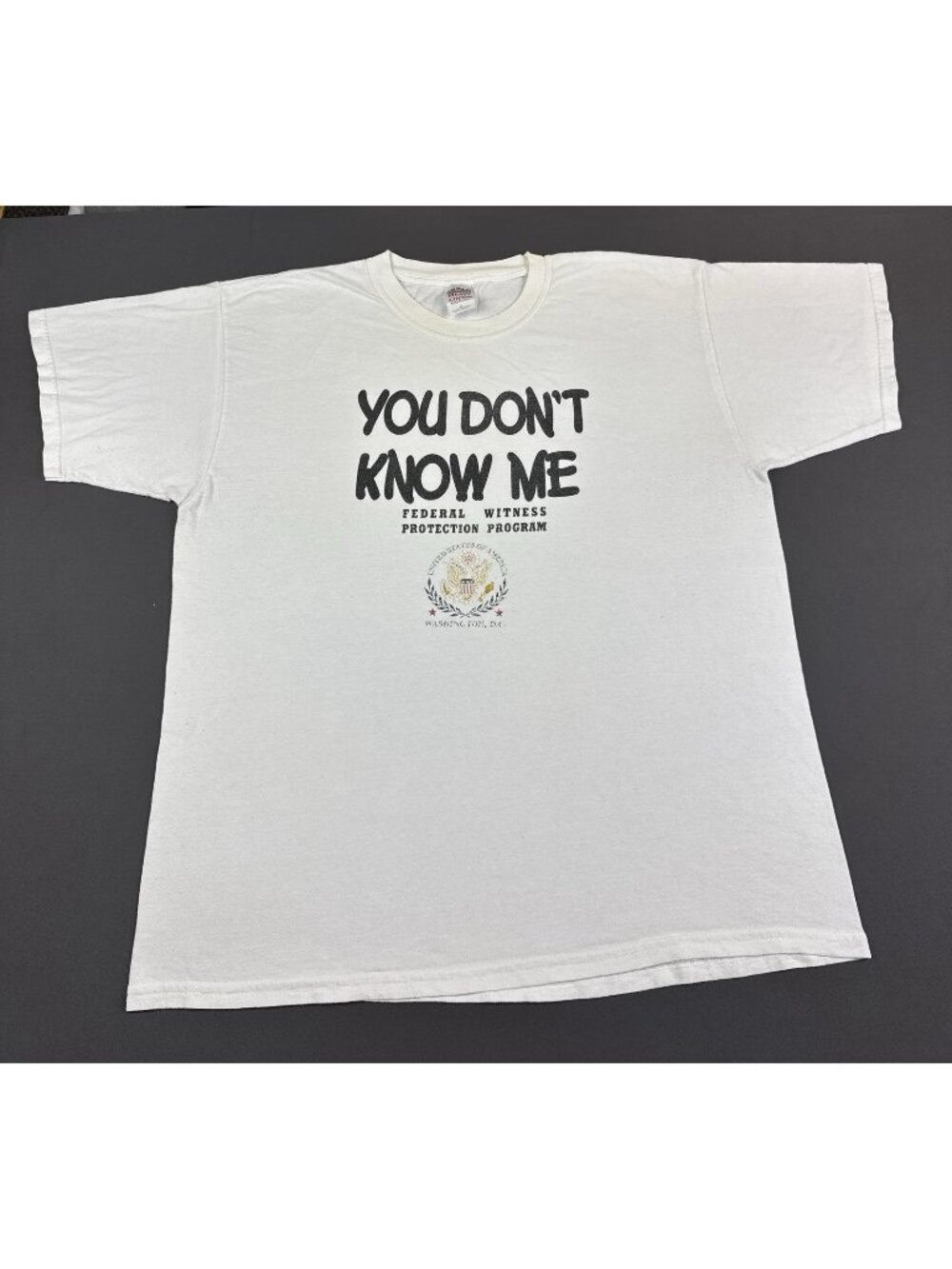 Rare Vintage Y2K Federal Witness Protection Program You Dont Know Me Funny Art T